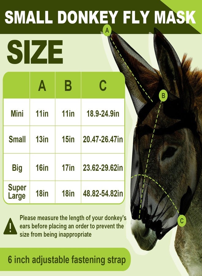Yeyeplum Small Donkey Fly Mask with Ears Protection Breathable Mule Fly Mask with Long Ears Protection from Insects and Bugs Soft Mesh with Adjustable Fastener Easy to get on and Off(Black) - Image 2